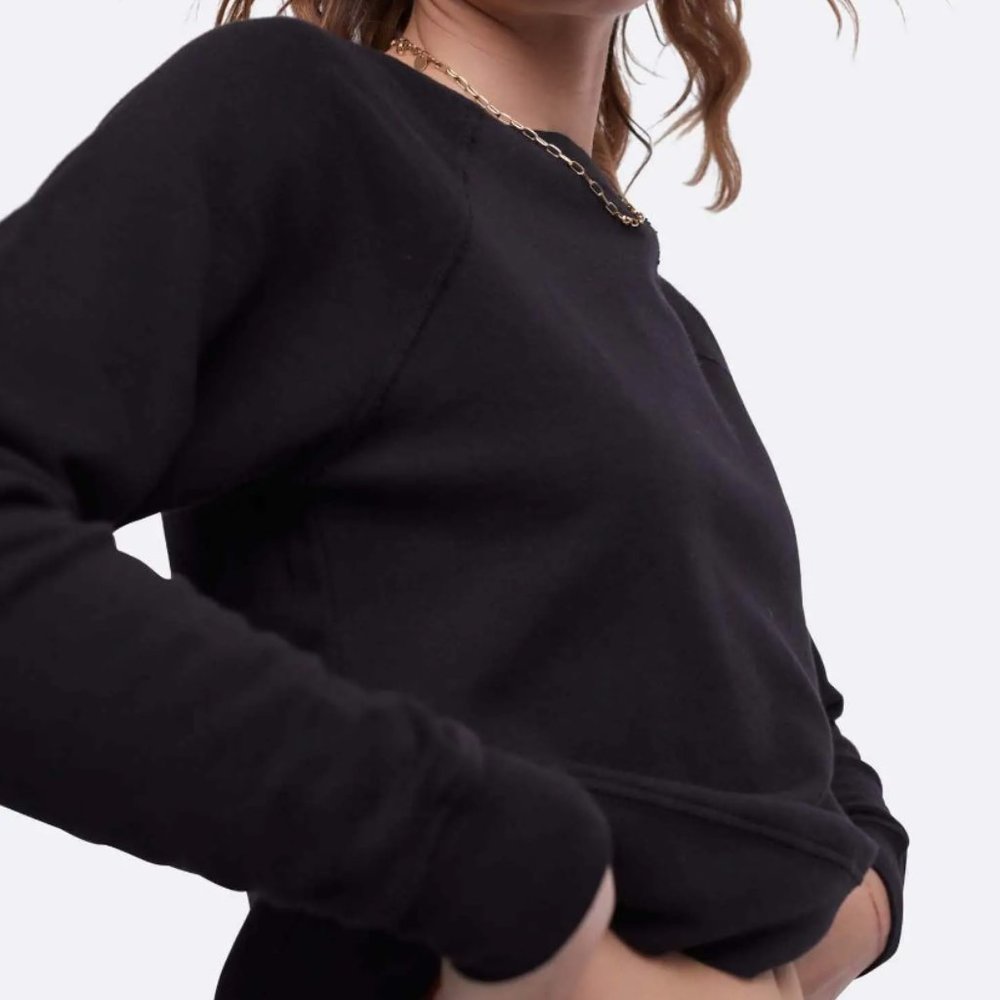 SMALL MATE the Label Organic Terry Raglan Sweatshirt, Black NWT